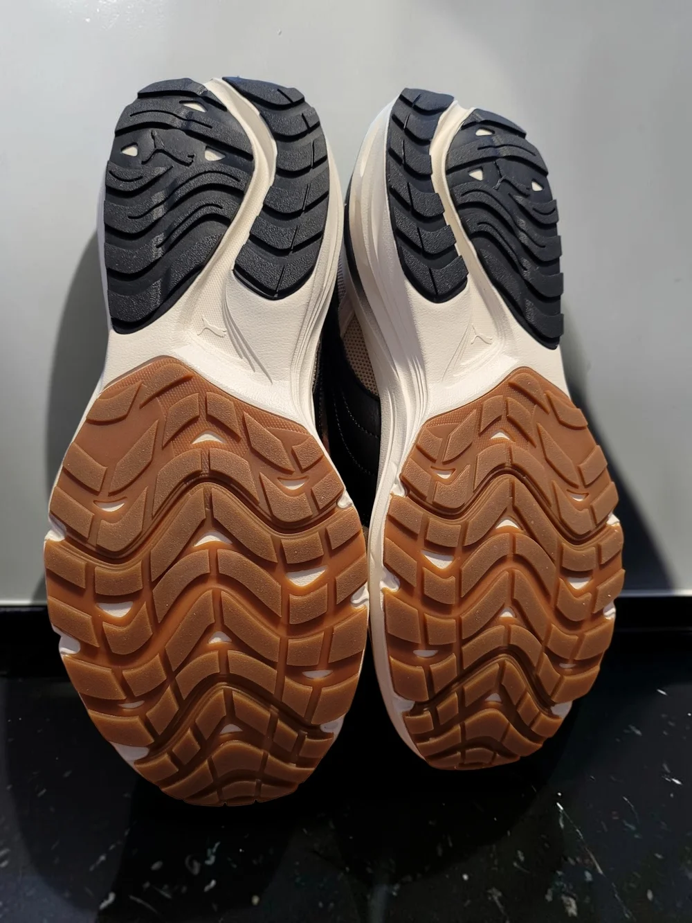 Puma Men's Beige and Black Running Sneakers with Coral Accents